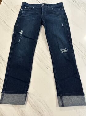 7 For All Mankind Josefina Skinny Boyfriend Jeans Women's 27 Distressed Cuffed